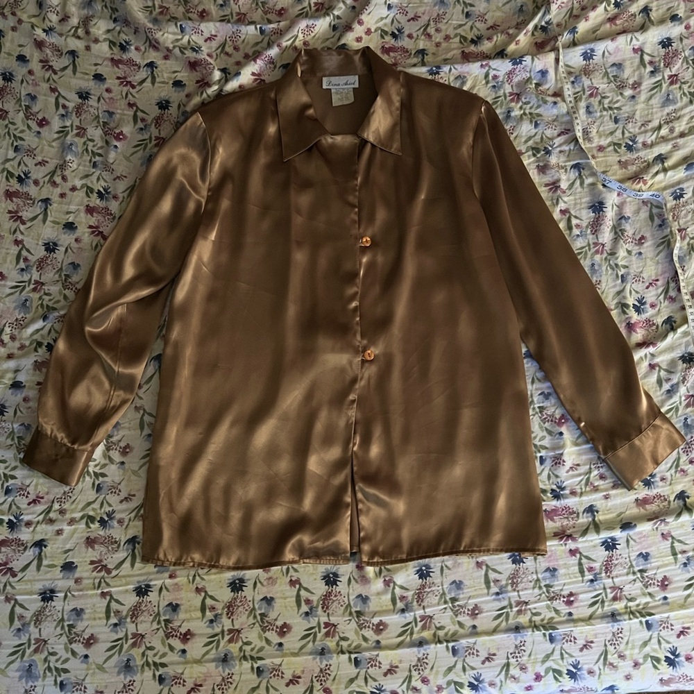 Dina Ariel Gold Satin Blouse